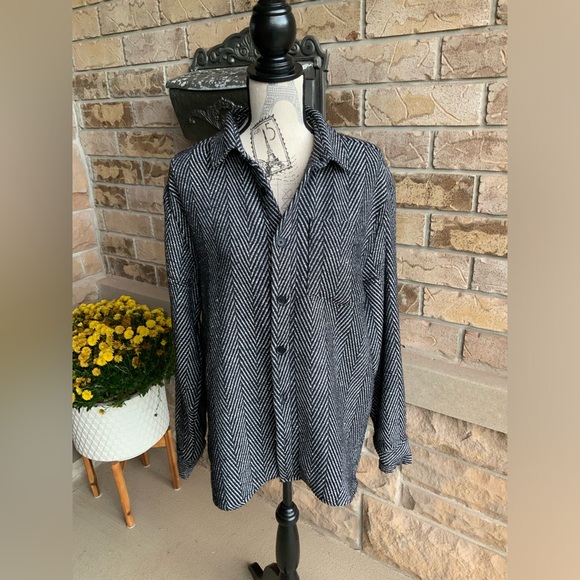 LARSSON & CO Black Herringbone Overshirt Men’s  Size Large Regular WORN ONCE - Picture 9 of 16